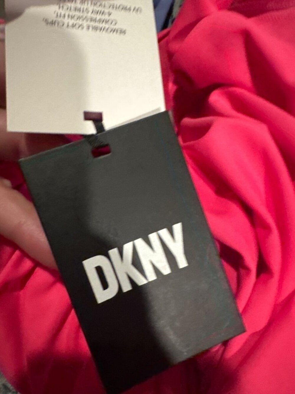 DKNY Ruffle Pink One Piece Swim Size 12 Pink NWT Underwire Ruched - Picture 3 of 10